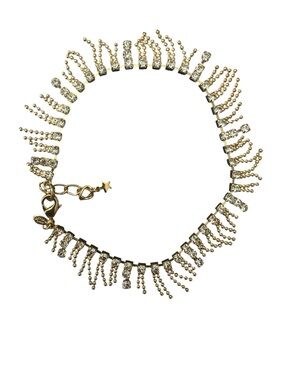 NOS Kirks Folly Gold Tone Rhinestone Fringe Anklet Bracelet 9” With Box Vintage
